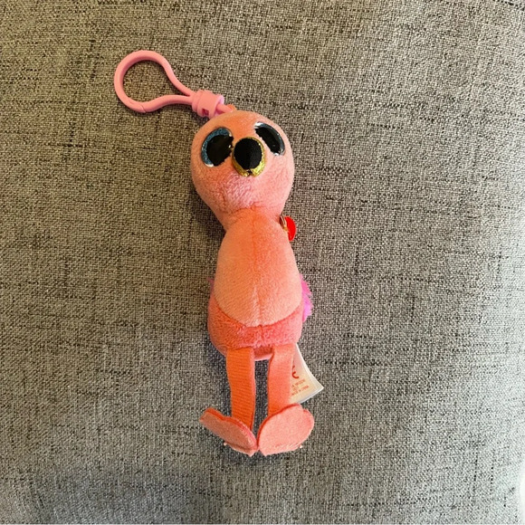 TY BEANIE BOO Pink Flamingo Key Chain - Picture 3 of 5